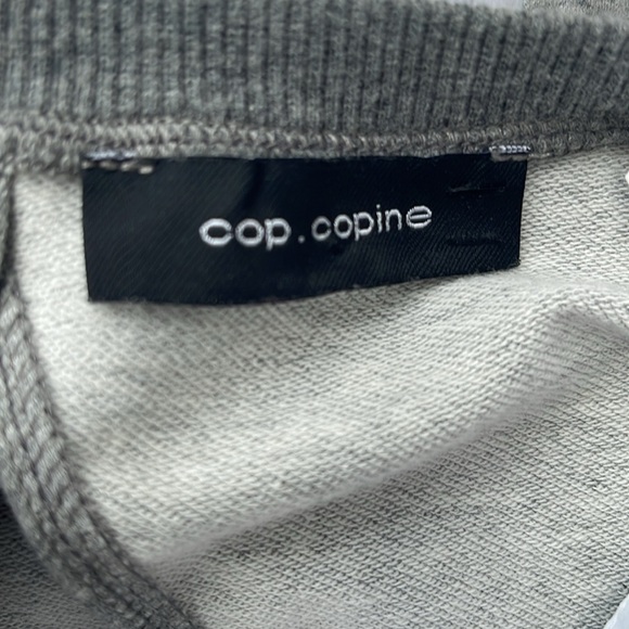 cop.copine SZ 42 (US 10/12) Grey 3/4 sleeve Layerl Top White Contrast Hem/Collar - Picture 5 of 8